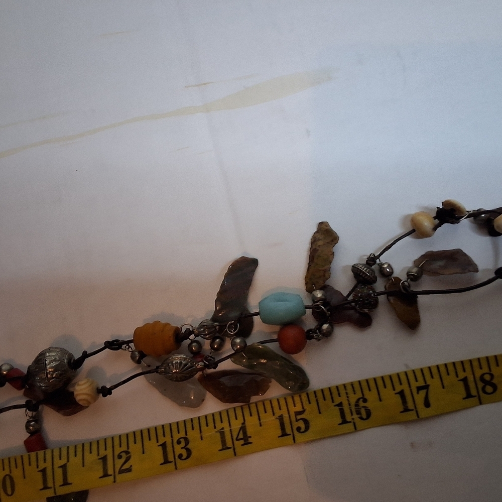 Artisan Handcrafted Double Strand Festival Necklace In Agate And Jaspers - Picture 10 of 13